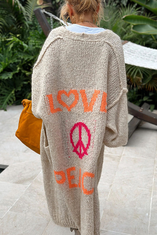 Damer Oversized Midi Cardigan Med Tryck 1
