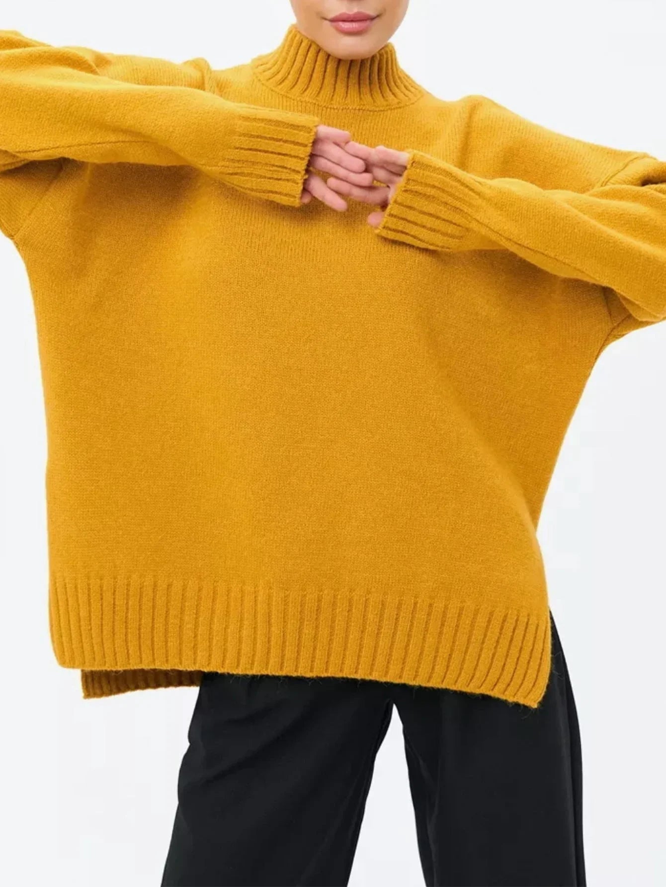 Damer Oversized Tröja med Halvhög Hals 5