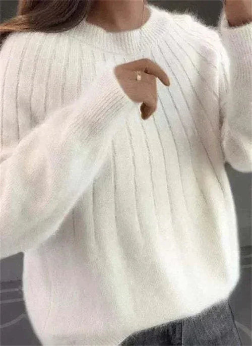 Damer Stickad Tröja Fluffig 2