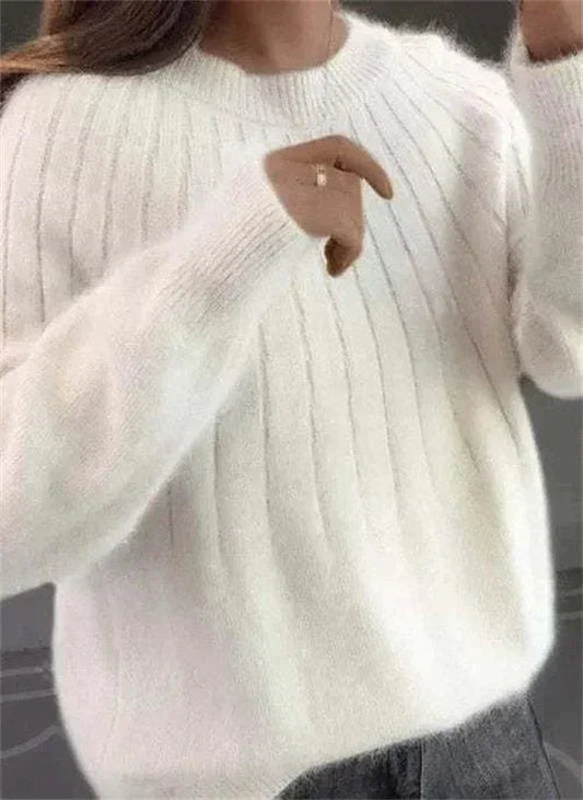 Damer Stickad Tröja Fluffig 2