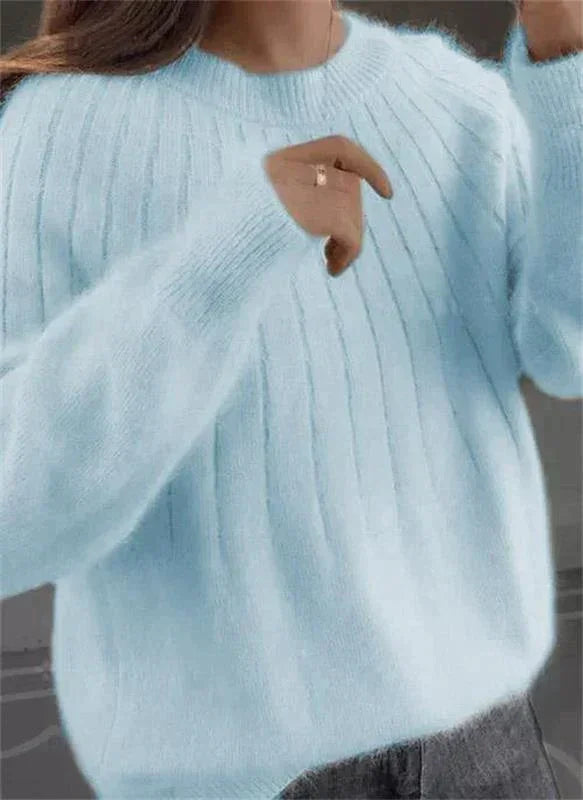 Damer Stickad Tröja Fluffig 3