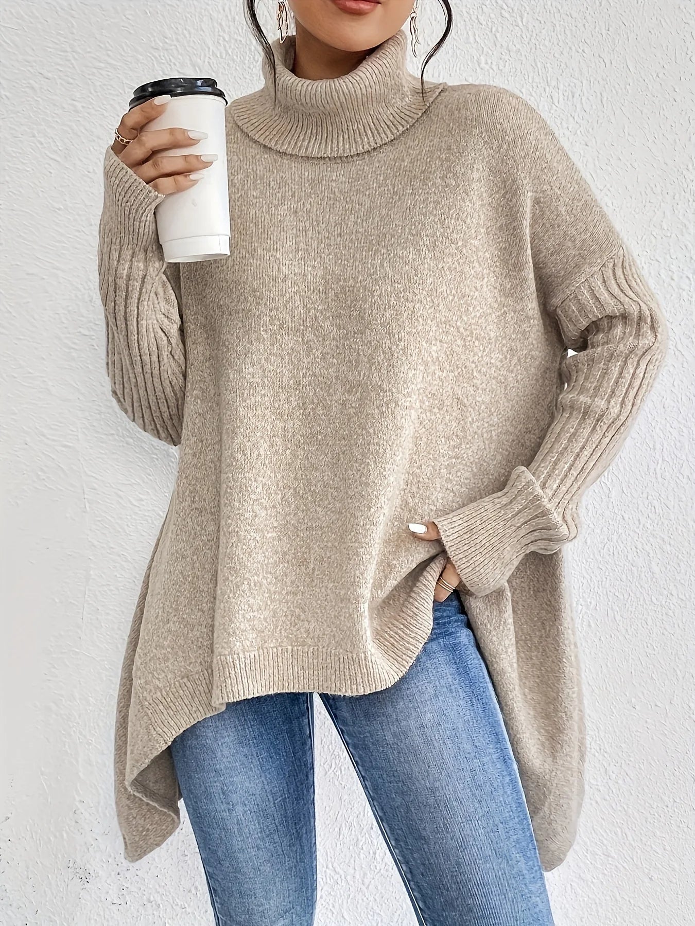 Damer Turtleneck Tröja Vinterstil 4