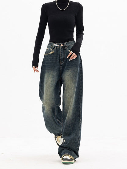 Damer Vintage Baggy Jeans Casual Stil 2