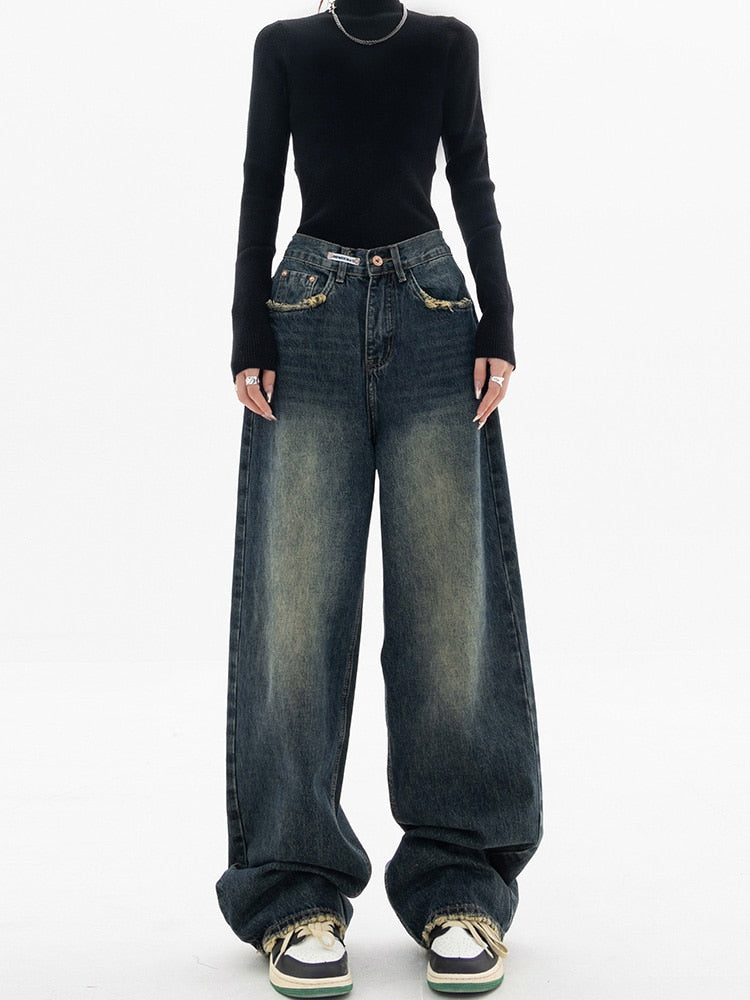 Damer Vintage Baggy Jeans Casual Stil 3