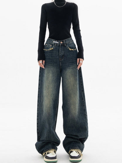 Damer Vintage Baggy Jeans Casual Stil 3