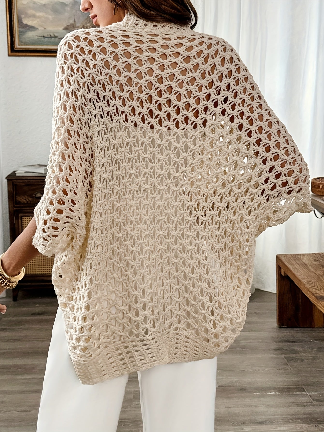 Damer Vinteröppen Cardigan Draperad 3