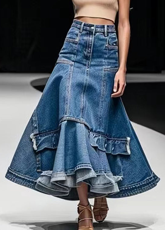 Damernas A-linjeformade Denimkjol med Hög Midja 1