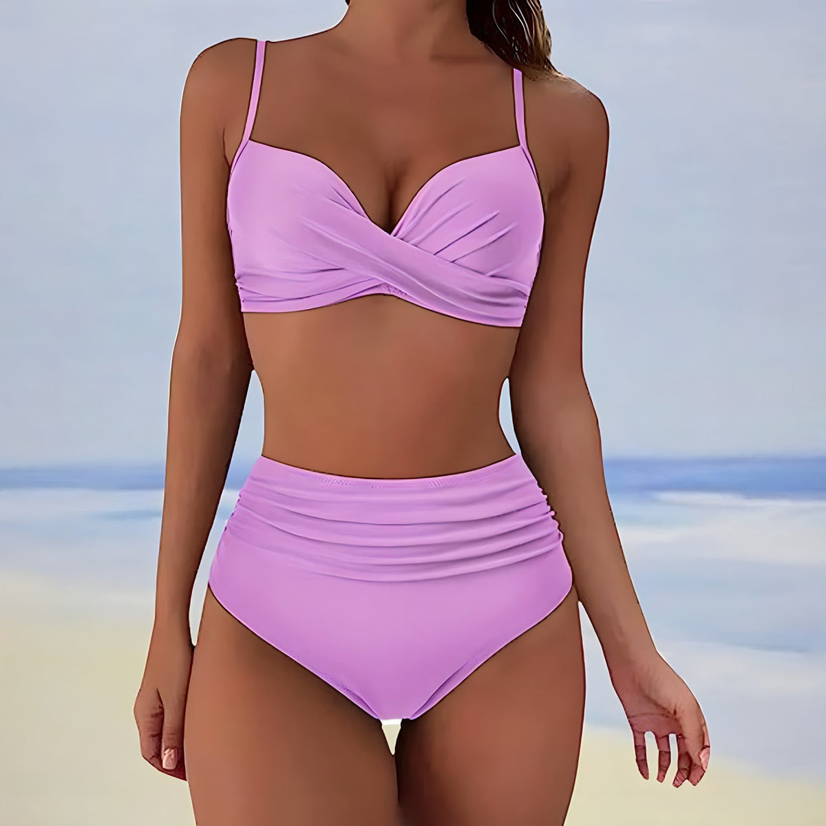 Damernas Bikini Set Hög Midja Modern Stil 4