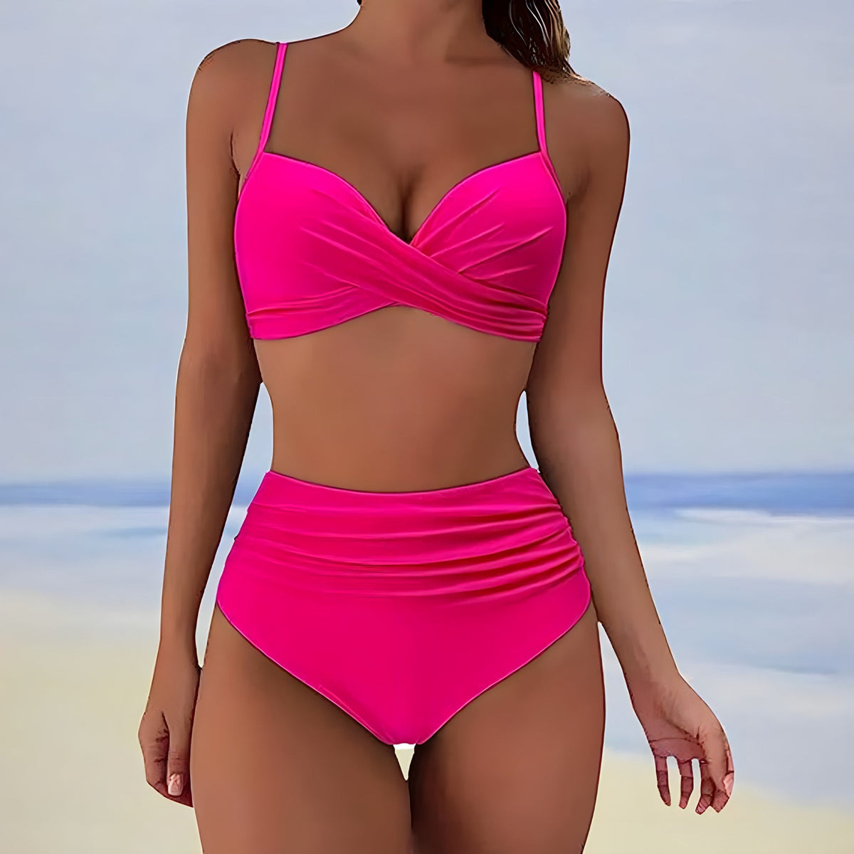 Damernas Bikini Set Hög Midja Modern Stil 5