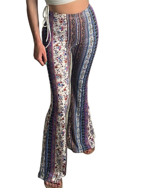 Damernas Boho Mönstrade Slim Fit Byxor 13