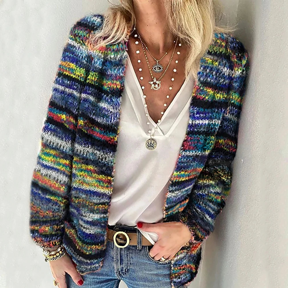 Damernas Cardigan Lätt Stickad Multifärgad 1
