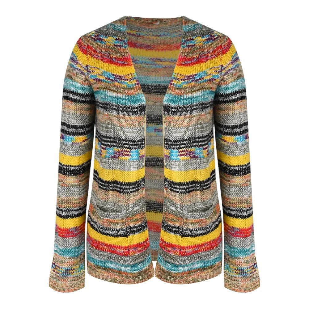 Damernas Cardigan Lätt Stickad Multifärgad 2