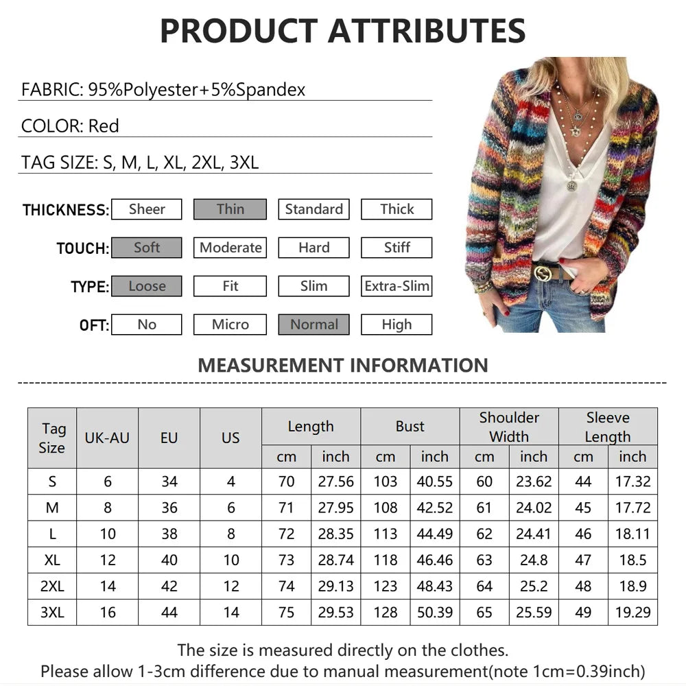 Damernas Cardigan Lätt Stickad Multifärgad 5