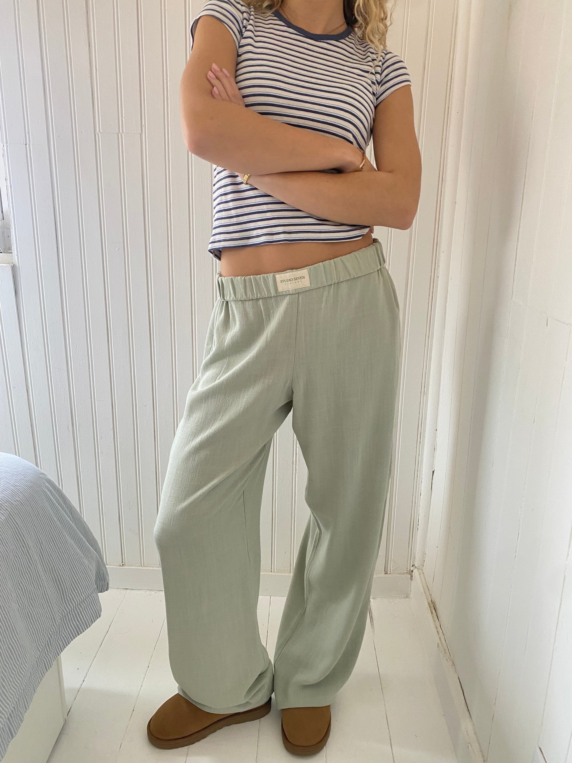 Damernas Casual Byxor Med Elastisk Midja 3