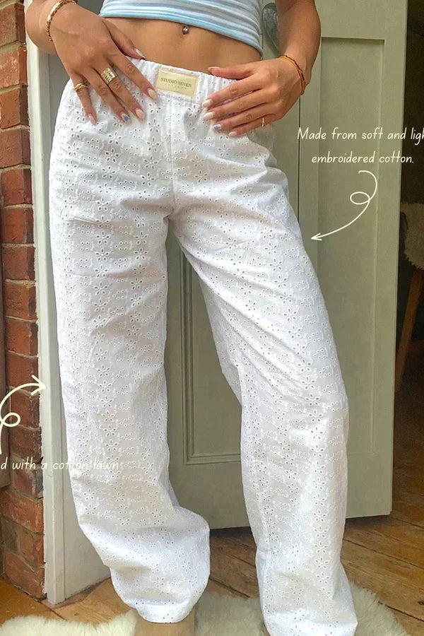 Damernas Casual Byxor Med Elastisk Midja 8