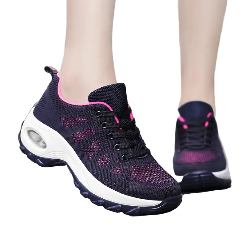 Damernas Casual Skor med Tjock Sula i Stickad Design 0