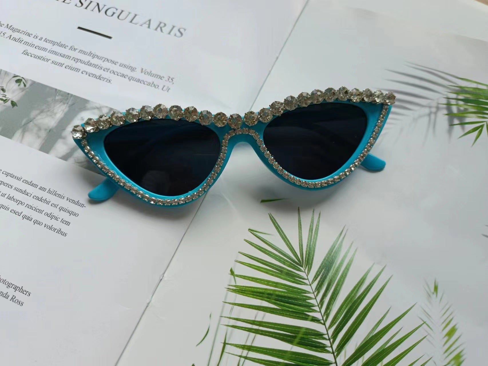 Damernas Cat Eye Solglasögon med Strass 6