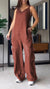 Damernas Denim Jumpsuit med V-hals och Rygglös Design 11