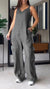 Damernas Denim Jumpsuit med V-hals och Rygglös Design 8