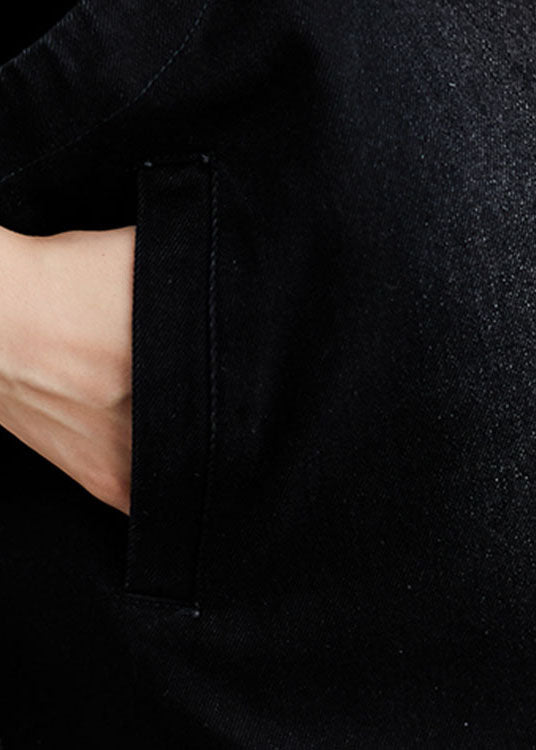 Damernas Denim Trenchväst med Huva och Knappar 4