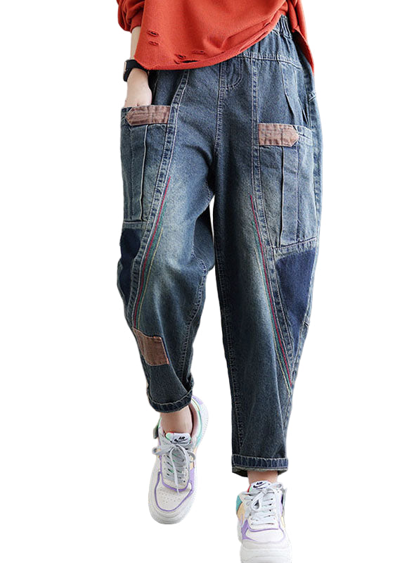 Damernas Denimbyxor med Fickor och Patchwork 0