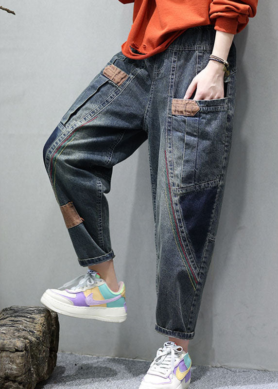 Damernas Denimbyxor med Fickor och Patchwork 3