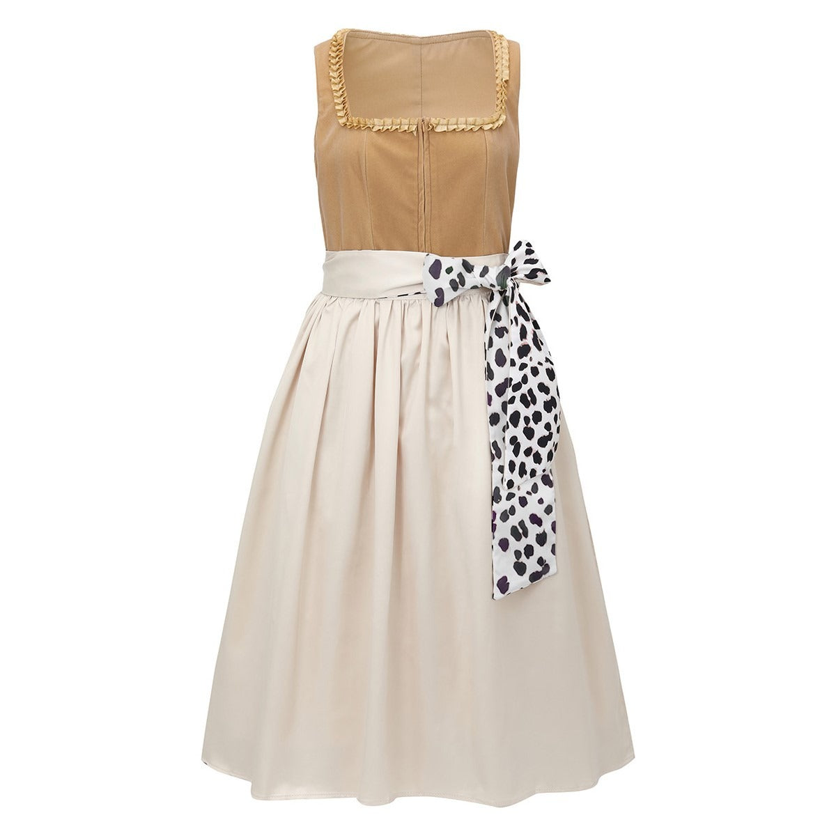Damernas Dirndl Leopardsmönster Figurnära Tyg 1