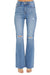 Damernas Högmidjade Distressed Flared Jeans Denim 0
