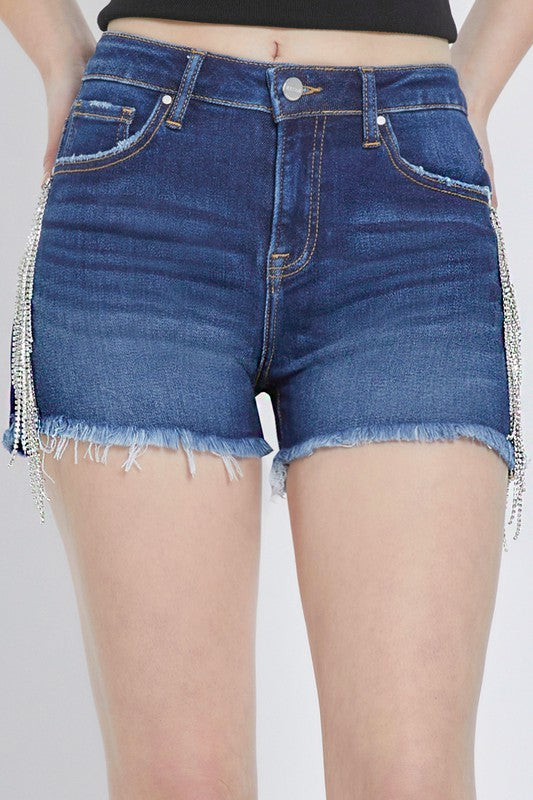 Damernas Högmidjade Franskorts med Rhinestones 1