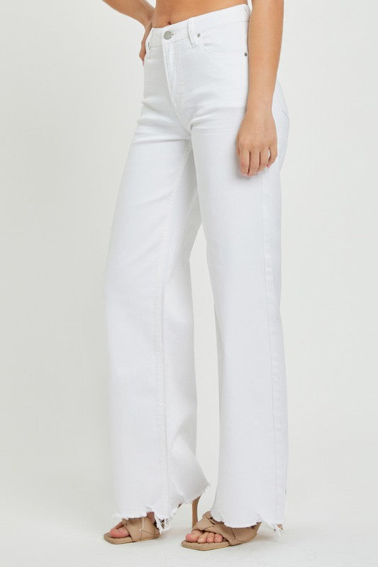 Damernas Högmidjade Vida Jeans i Vitt 2