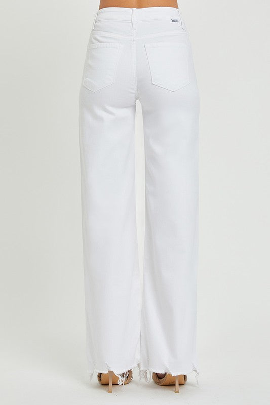 Damernas Högmidjade Vida Jeans i Vitt 3