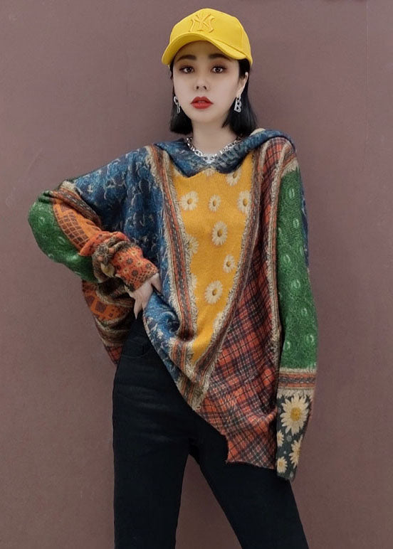 Damernas Hooded Tröja Stickad Design Avslappnad Passform 1