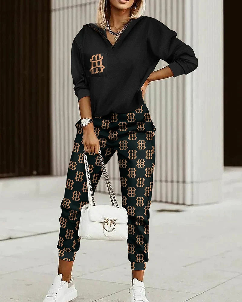 Damernas Joggingset Monogram Cropped Top Mjuk Tyg 5