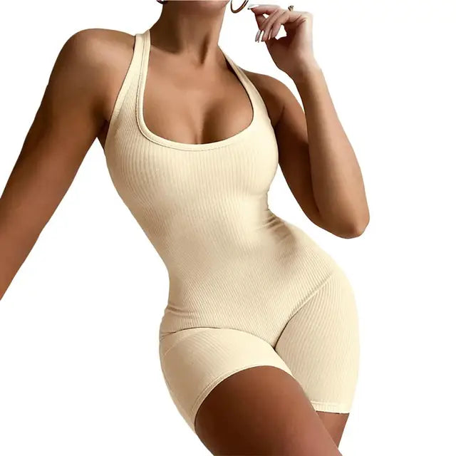Damernas Jumpsuit U-hals Mjukt Polyester 6