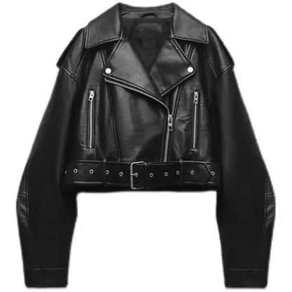 Damernas Kort Bikerjacka Modern Stil 0
