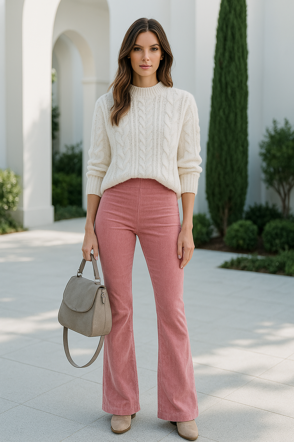 Damernas Kostymbyxor Hög Midja Flared Mjuk Blandad Tyg 2