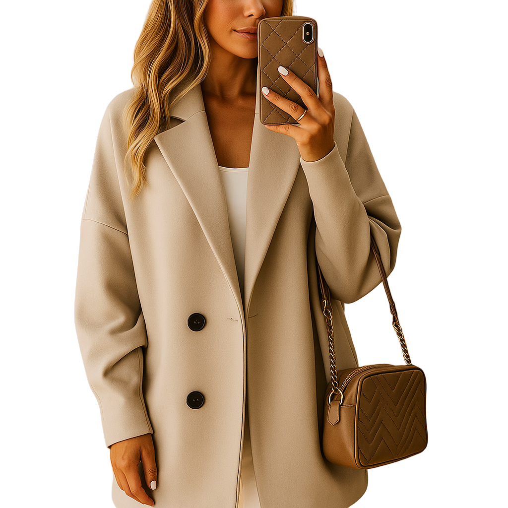 Damernas Lång Kappa Modern Stil 0