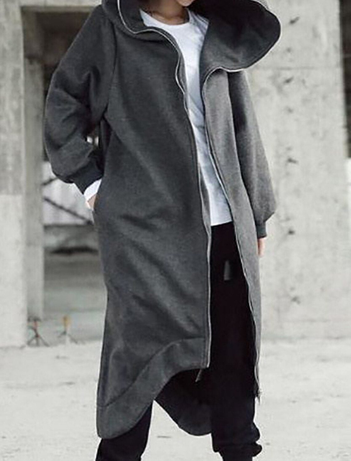 Damernas Lång Kappa med Huva Urban Stil 1