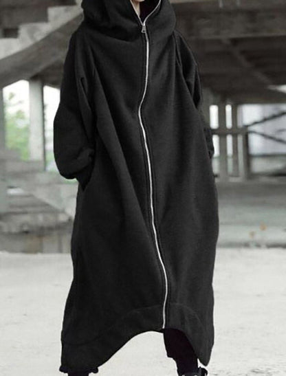 Damernas Lång Kappa med Huva Urban Stil 3