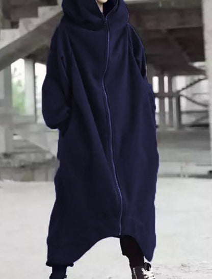 Damernas Lång Kappa med Huva Urban Stil 4