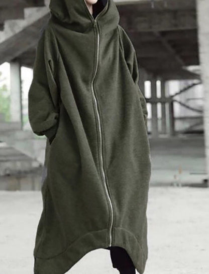 Damernas Lång Kappa med Huva Urban Stil 5