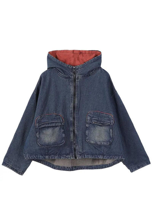Damernas Långa Denimjacka med Dragkedja 4