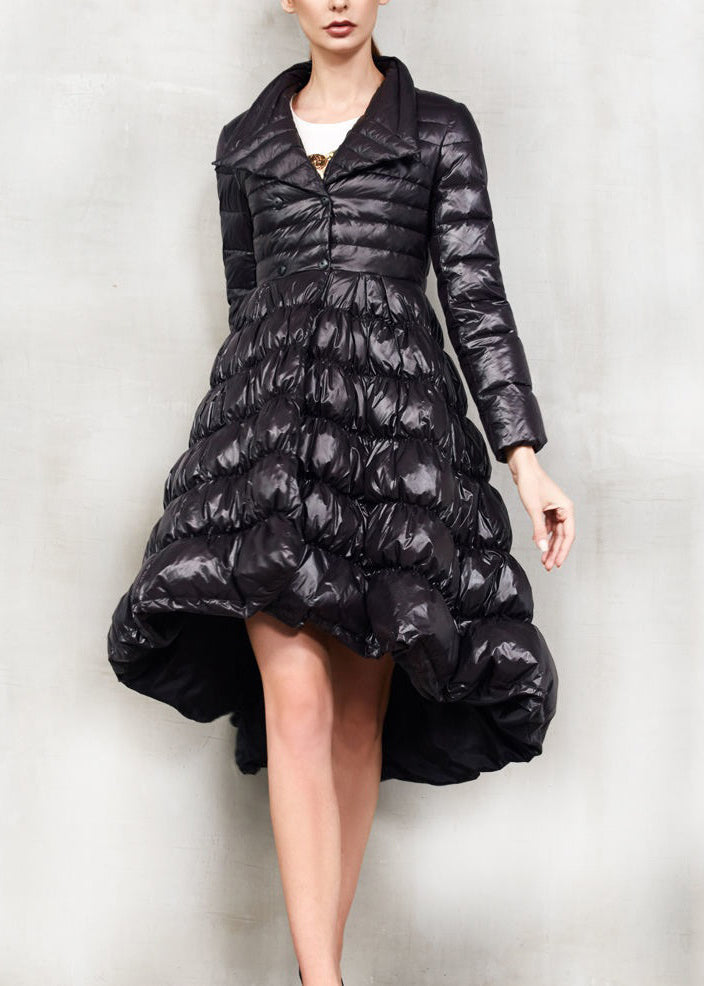 Damernas Långa Dunjacka med Knappdesign 1