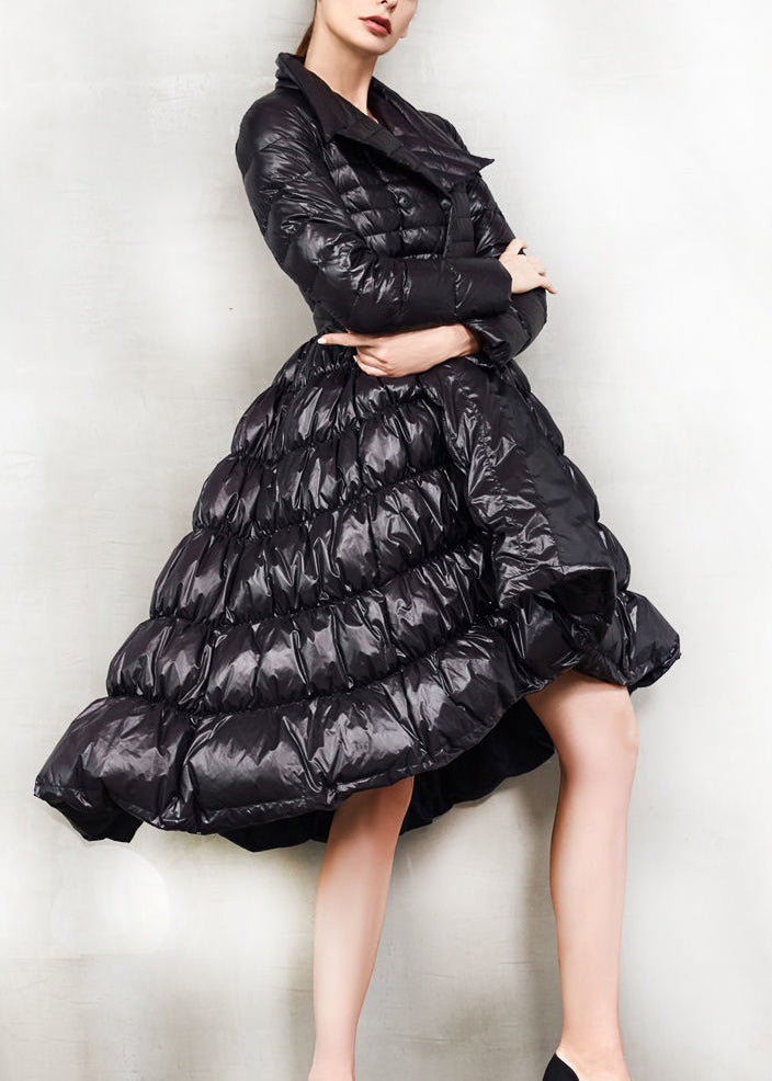 Damernas Långa Dunjacka med Knappdesign 3