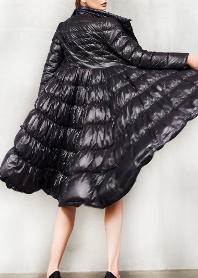 Damernas Långa Dunjacka med Knappdesign 4