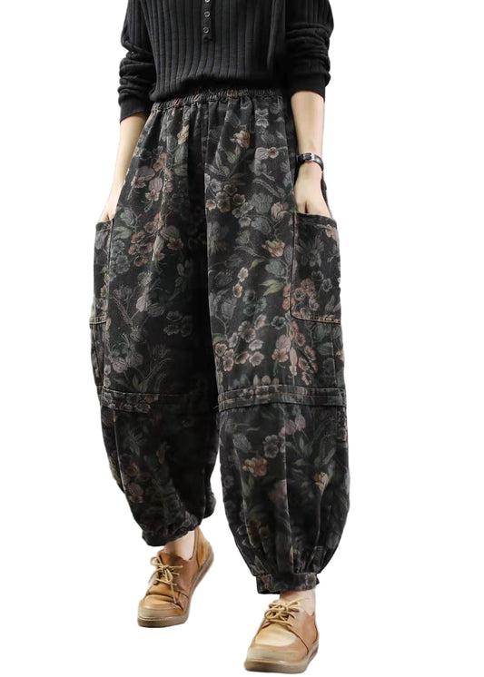 Damernas Lanternstil Denimbyxor Med Fitted Midja 0