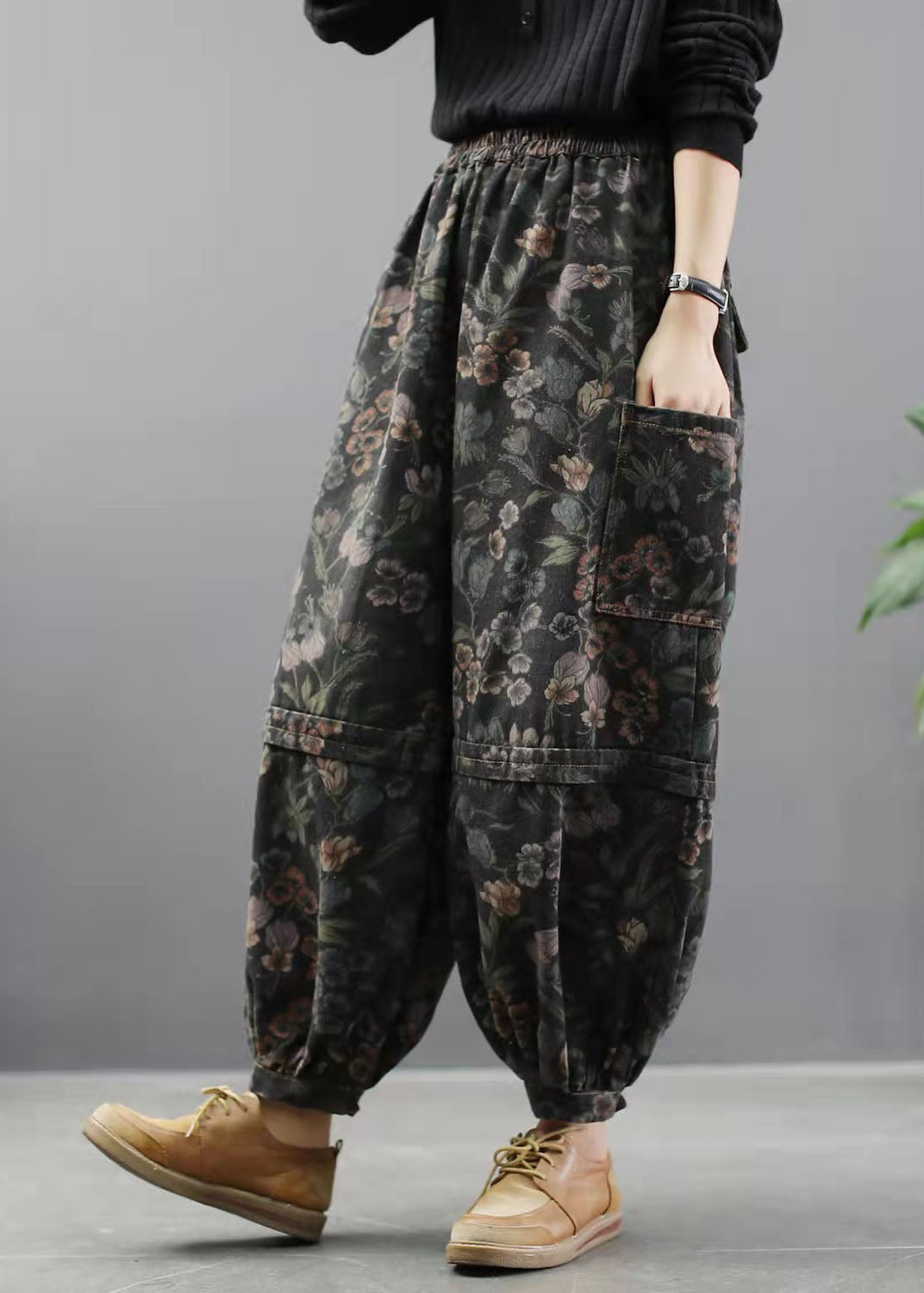 Damernas Lanternstil Denimbyxor Med Fitted Midja 2