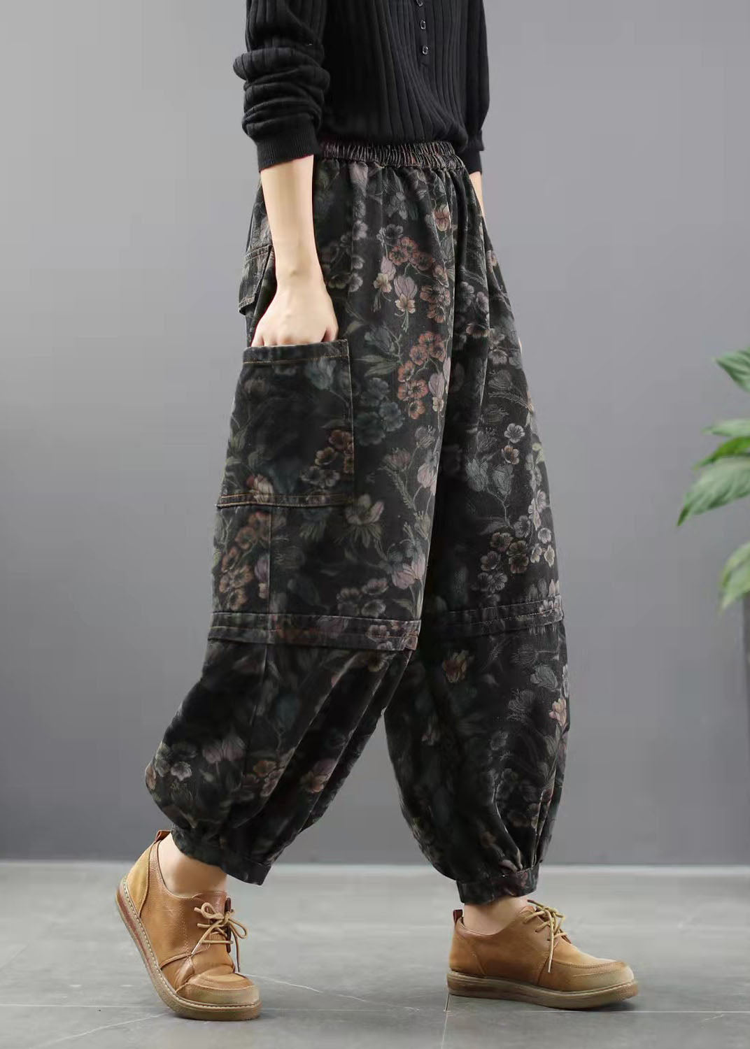 Damernas Lanternstil Denimbyxor Med Fitted Midja 3