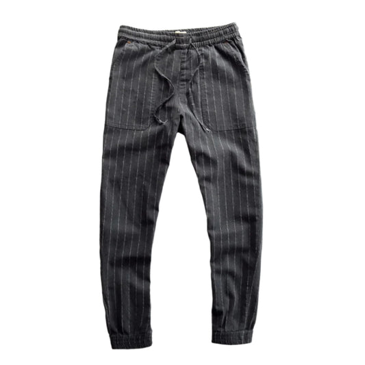 Damernas Linnebyxor med Elastisk Midja och Randig Design 0