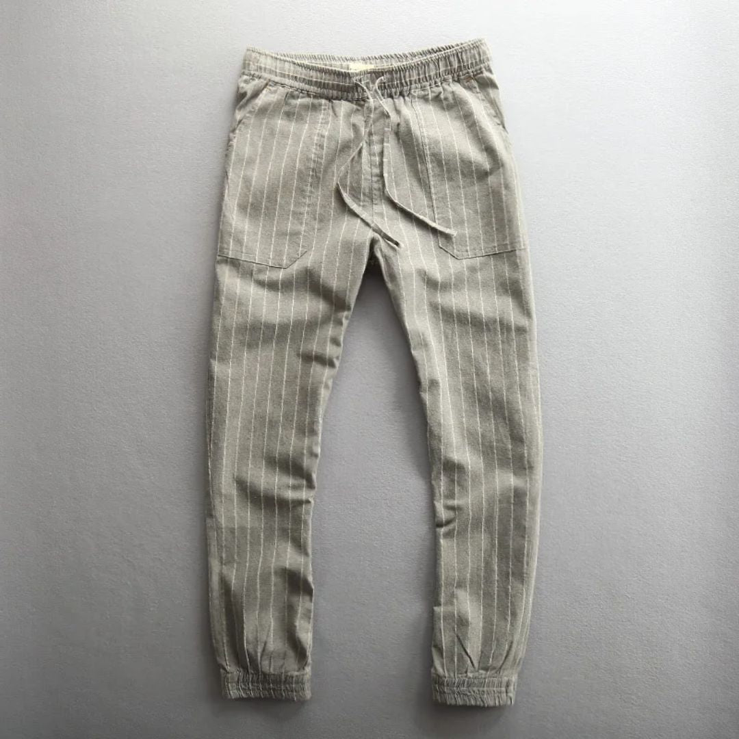 Damernas Linnebyxor med Elastisk Midja och Randig Design 6
